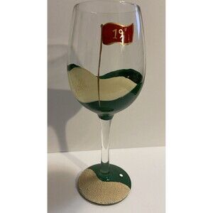 Lolita Love My Wine 19th Hole 15 Oz Wine Glass Hand Painted Recipe Bottom
